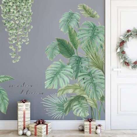 Stickers muraux de plantes tropicales bricolage, plantes vertes Nature arbre géant suspendus vigne feuilles fraîches autocollants muraux (SKU produit : 93419768  SKU Offre : 1019TZ26)