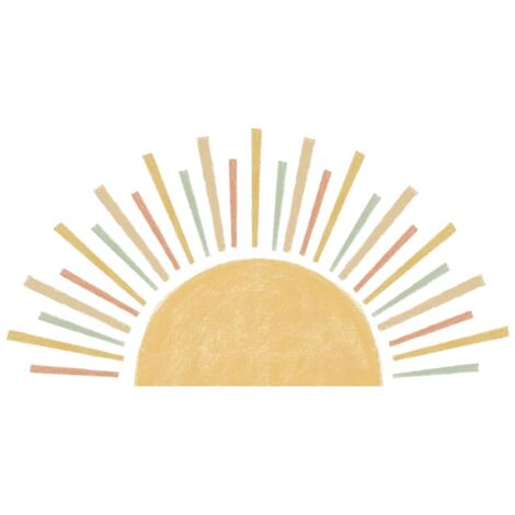 Stickers muraux décoratifs demi-soleil, autocollants muraux en vinyle à faire soi-même, stickers muraux soleil bohème