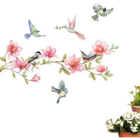 Stickers muraux en verre 5425cm motif fleurs et papillons, décoration de chambre