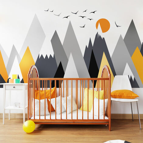 Stickers muraux enfants - Décoration chambre bébé - Autocollant Sticker  mural géant enfant montagnes scandinaves LOLAKA - 50x75cm