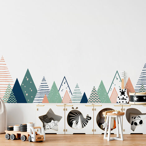 Stickers muraux enfants - Décoration chambre bébé - Autocollant Sticker mural géant enfant montagnes scandinaves ARDIKA - 40x65cm