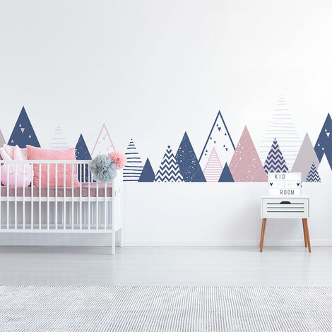 Stickers muraux enfants - Décoration chambre bébé - Autocollant Sticker mural géant enfant montagnes scandinaves ARIKA - 90x155cm