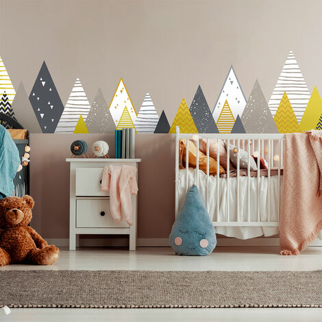 Stickers muraux enfants - Décoration chambre bébé - Autocollant Sticker mural géant enfant montagnes scandinaves AVANKA - 40x65cm