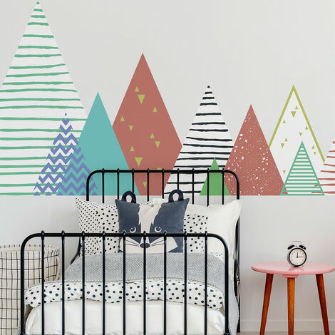 Stickers muraux enfants - Décoration chambre bébé - Autocollant Sticker mural géant enfant montagnes scandinaves BECKA - 40x65cm
