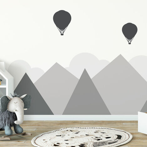 Stickers muraux enfants - Décoration chambre bébé - Autocollant Sticker mural géant enfant montagnes scandinaves BERGEN - 60x80cm