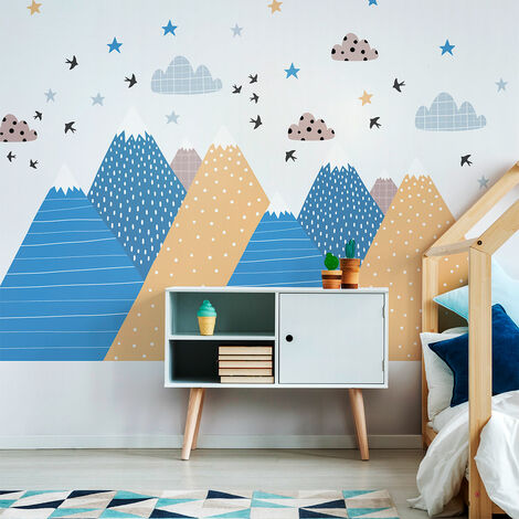 Stickers muraux enfants - Décoration chambre bébé - Autocollant Sticker mural géant enfant montagnes scandinaves CHOUKA - 40x60cm