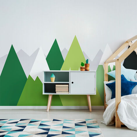 Stickers muraux enfants - Décoration chambre bébé - Autocollant Sticker mural géant enfant montagnes scandinaves EKA - 40x60cm