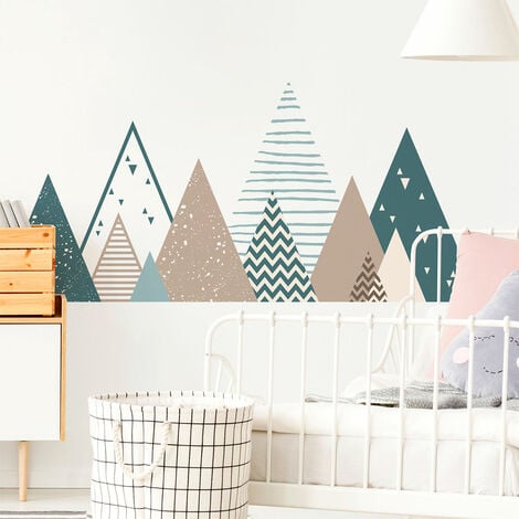 Stickers muraux enfants - Décoration chambre bébé - Autocollant Sticker  mural géant enfant montagnes scandinaves SARKA - 60x90cm