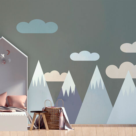 Stickers muraux enfants - Décoration chambre bébé - Autocollant Sticker mural géant enfant montagnes scandinaves JENKA - 40x60cm