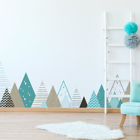 Stickers muraux enfants - Décoration chambre bébé - Autocollant Sticker mural géant enfant montagnes scandinaves JIHAKA - 40x65cm