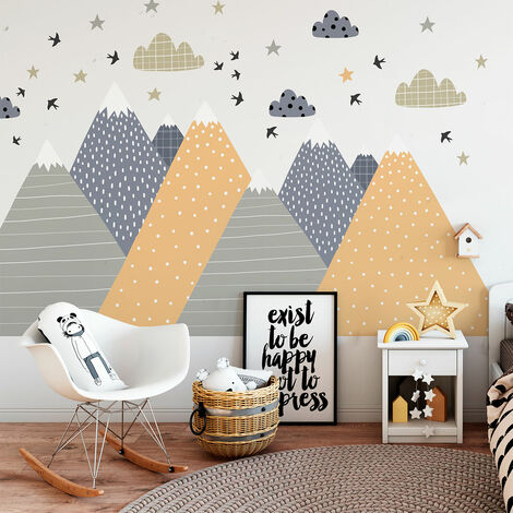 Stickers muraux enfants - Décoration chambre bébé - Autocollant Sticker mural géant enfant montagnes scandinaves JIKA - 120x180cm