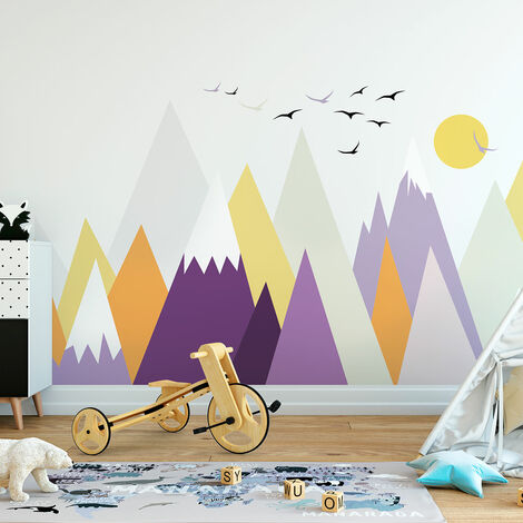 Stickers muraux enfants - Décoration chambre bébé - Autocollant Sticker mural géant enfant montagnes scandinaves JUKKA - 40x60cm