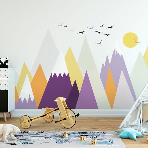 Stickers muraux enfants - Décoration chambre bébé - Autocollant Sticker  mural géant enfant montagnes scandinaves HIMKA - 80x120cm