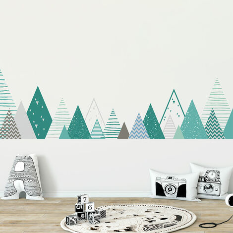 Stickers muraux enfants - Décoration chambre bébé - Autocollant Sticker mural géant enfant montagnes scandinaves KIMKA - 90x155cm