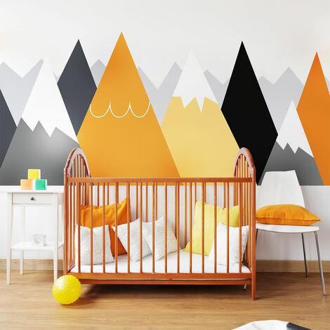 Stickers muraux enfants - Décoration chambre bébé - Autocollant Sticker mural géant enfant montagnes scandinaves LICAKA - 40x60cm