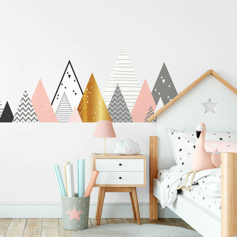 Stickers muraux enfants - Décoration chambre bébé - Autocollant Sticker mural géant enfant montagnes scandinaves LORAKA - 40x65cm