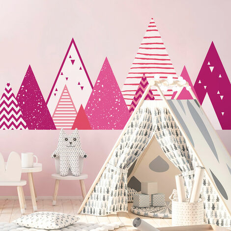 Stickers muraux enfants - Décoration chambre bébé - Autocollant Sticker mural géant enfant montagnes scandinaves MIKA - 40x65cm