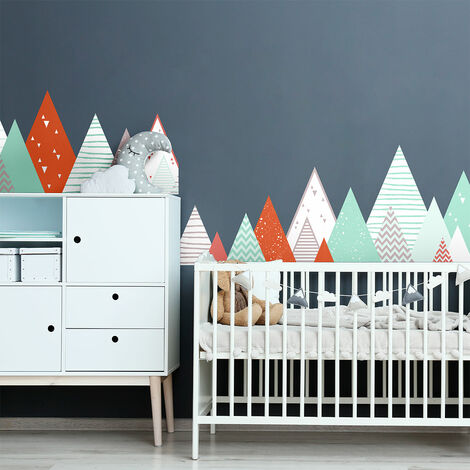 Stickers muraux enfants - Décoration chambre bébé - Autocollant Sticker mural géant enfant montagnes scandinaves NINAKA - 40x65cm