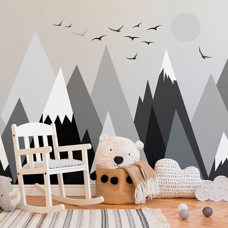 Stickers muraux enfants - Décoration chambre bébé - Autocollant Sticker mural géant enfant montagnes scandinaves REBEKA - 40x60cm