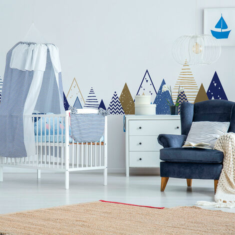 Stickers muraux enfants - Décoration chambre bébé - Autocollant Sticker mural géant enfant montagnes scandinaves RIMKA - 40x65cm