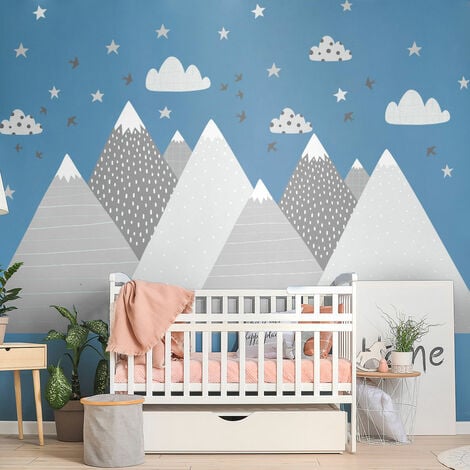 Stickers muraux enfants - Décoration chambre bébé - Autocollant Sticker  mural géant enfant montagnes scandinaves KIKA - 80x120cm