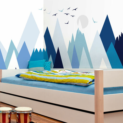 Stickers muraux enfants - Décoration chambre bébé - Autocollant Sticker mural géant enfant montagnes scandinaves SUKA - 40x60cm