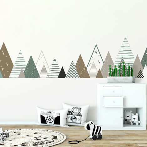 Stickers muraux enfants - Décoration chambre bébé - Autocollant Sticker mural géant enfant montagnes scandinaves TINAKA - 40x65cm