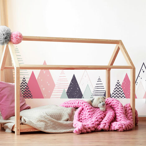 Stickers muraux enfants - Décoration chambre bébé - Autocollant Sticker mural géant enfant montagnes scandinaves VENIKA - 40x65cm