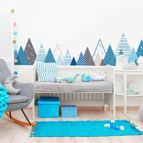 Stickers muraux enfants - Décoration chambre bébé - Autocollant Sticker mural géant enfant montagnes scandinaves VEROKA - 40x65cm