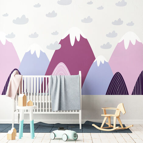 Stickers muraux enfants - Décoration chambre bébé - Autocollant Sticker  mural géant enfant montagnes scandinaves SASKA - 80x120cm