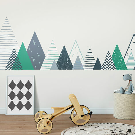 Stickers muraux enfants - Décoration chambre bébé - Autocollant Sticker mural géant enfant montagnes scandinaves ZORKA - 40x65cm