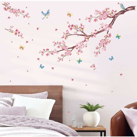 Stickers mural cerisier rose - Cdiscount