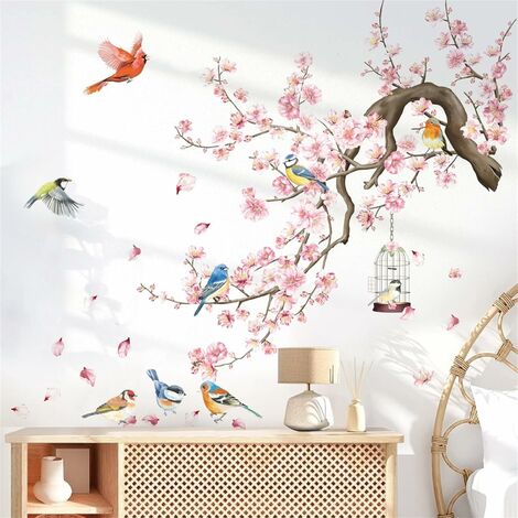 Stickers muraux arbre de cerise avec des oiseaux