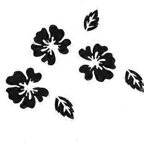 Stickers muraux fleurs et miroirs modernes pour chambre, salon, salle de bain, décoration murale 3D fleurs noires