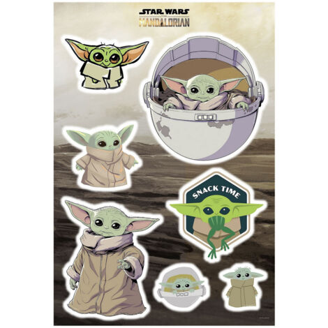 Stickers Muraux géant Mandolorian Bébé Yoda Grogu -The Child Cluster- Star Wars 50 x 70 cm