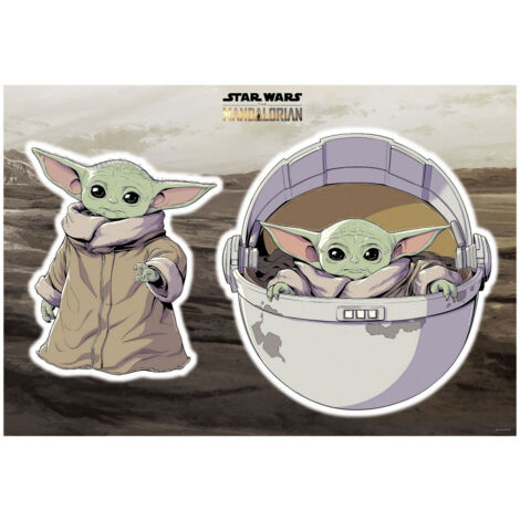 Stickers Muraux géant Mandolorian Bébé Yoda Grogu -The Child- Star Wars 50 x 70 cm
