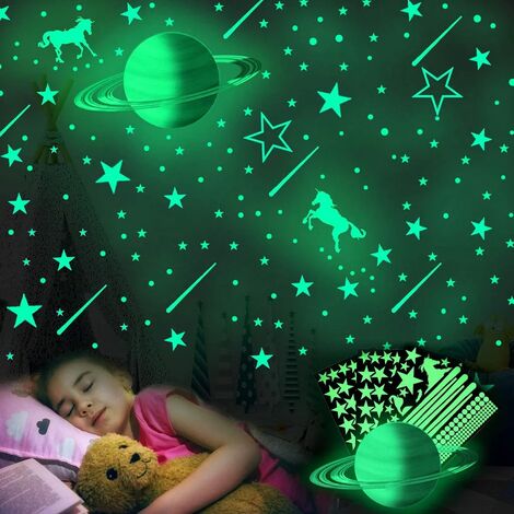 50 Autocollants muraux étoiles phosphorescent- lumineux pour chambre enfants  - Boutchoubox