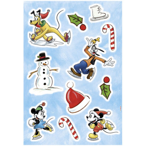Stickers Muraux Mickey Mouse Mickey Ice Slide Patinage sur Glace Disney - Multicolor