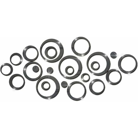 Stickers Muraux Miroir Cercle Acrylique, Stickers Muraux Salle de Bain (Noir/24 Pcs))