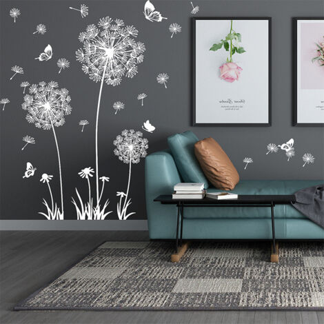 Stickers Muraux Pissenlit Autocollants Muraux Fleurs Blanc Amov