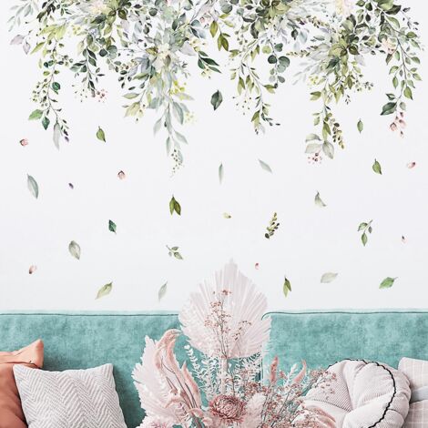 stickers Muraux Plantes Vertes Pendaison Vigne Autocollant Mural Glycine Fleur Dcoration Murale Chambre Salon Tv Mur Salle  Manger