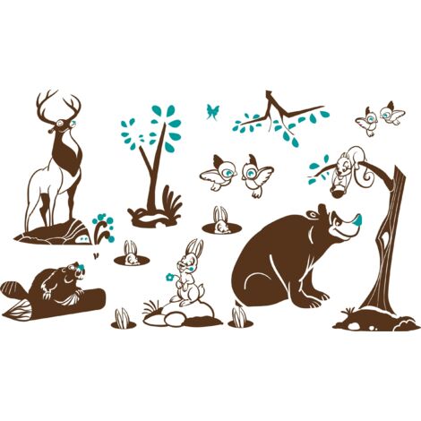 STICKERS MURAUX POUR ENFANTS ENSEMBLES FORÊT