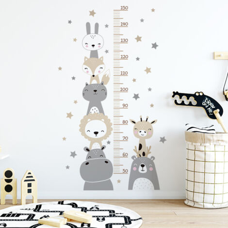 Stickers muraux pour mesurer la taille des enfants, stickers muraux amusants à motifs d'animaux de la forêt