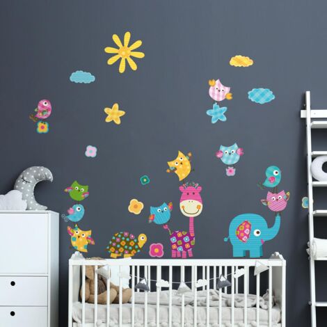 Stickers muraux Sticker Mural Autocollant - ANIMAUX HEUREUX SOUS LE SOLEIL - Stickers adhésifs - 105x70cm