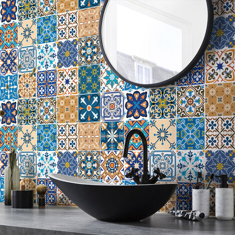 Sticker Mural Carrelage adhésif Cuisine Salle de Bain - 24 STICKERS CARRELAGES BASILICATO