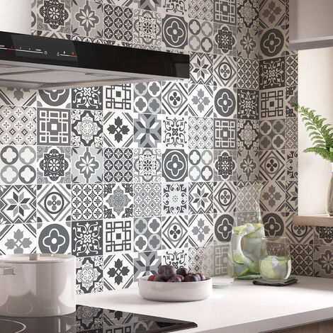 Stickers muraux - Sticker Mural Carrelage adhésif Cuisine Salle de Bain - 24 STICKERS CARRELAGES FUFIA - 24stickers15x15cm