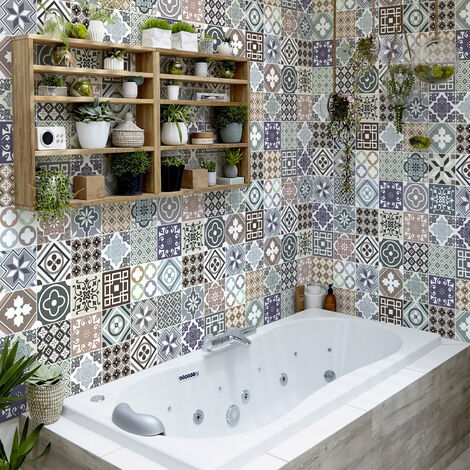 Sticker Mural Carrelage adhésif Cuisine Salle de Bain - 60 STICKERS CARRELAGES AROSIOH