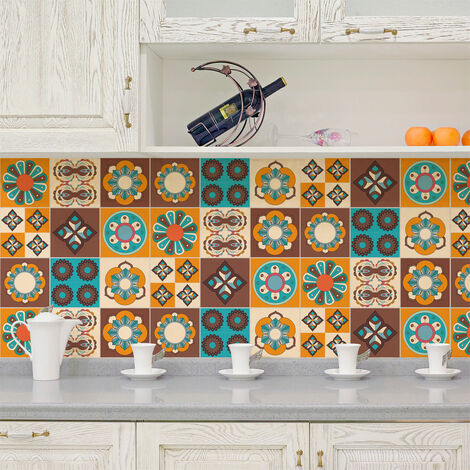 Stickers muraux - Sticker Mural Carrelage adhésif Cuisine Salle de Bain - 9 STICKERS CARREAUX DE CIMENT BRAGA - 9stickers20x20cm