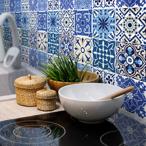 Stickers muraux - Sticker Mural Carrelage adhésif Cuisine Salle de Bain - 9 STICKERS CARRELAGES EVIANA - 9stickers15x15cm