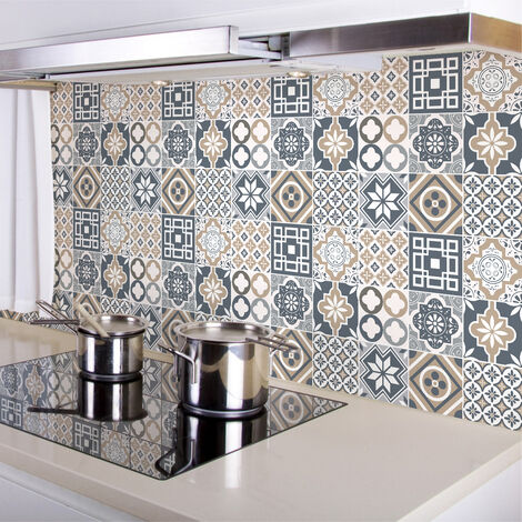 Stickers muraux - Sticker Mural Carrelage adhésif Cuisine Salle de Bain - 9 STICKERS CARRELAGES MADIA - 9stickers10x10cm